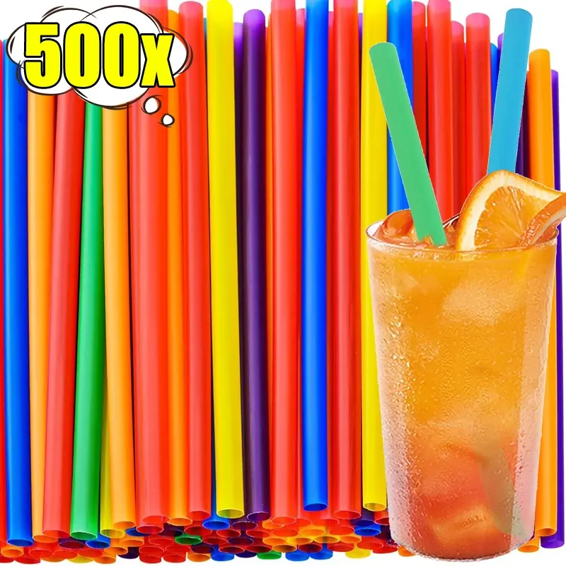 100/500 SZTUK Wielokolorowe jednorazowe słomki Elastyczne plastikowe słomki do picia do mleka, herbaty, soku, wesel, barów, artykułów kuchennych
