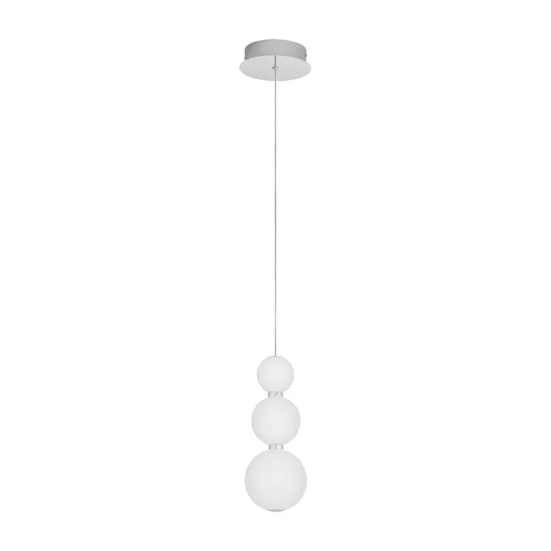 Biała/w kolorze srebra z połyskiem metalowa lampa wisząca LED ze ściemniaczem ze szklanym kloszem ø 10 cm Perla – Nova Luce