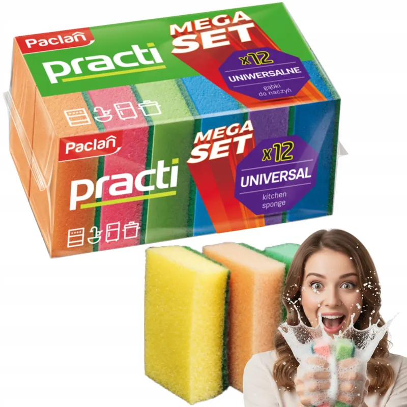 Zmywak Kuchenny Gąbka Do Naczyń Gąbki Zmywaki Paclan Practi Set 12 Szt