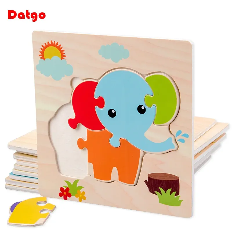 Dziecko drewniane puzzle 3D Tangram kształty nauka edukacyjna kreskówka inteligencja zwierząt puzzle zabawki dla dzieci prezent