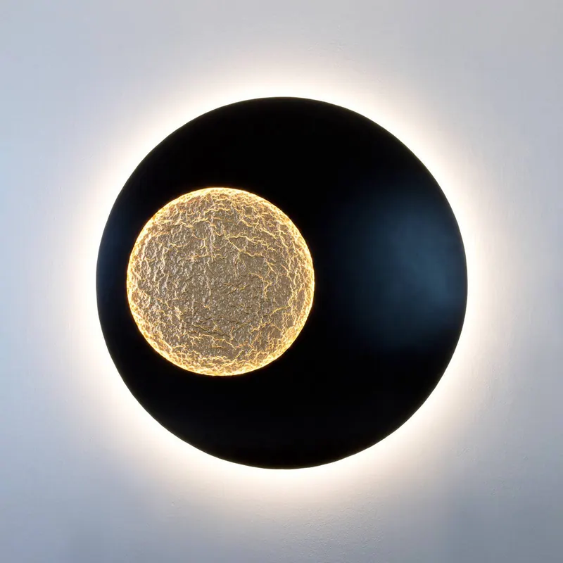 Kinkiet LED LUNA MEGA XXL, czarny/złoty, Ø 120 cm, ściemniany
