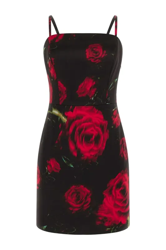 GUESS  Eco New Sl Maelle Mini D Blurred Roses Print Maat: L | Mini Jurken Outlet | Dames | Zwart