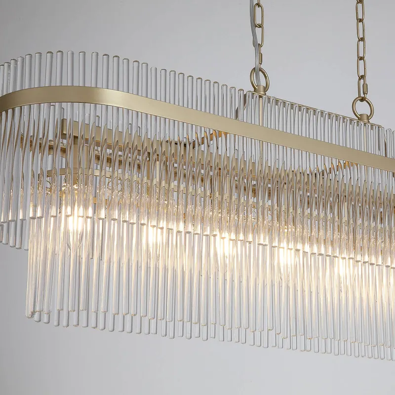 Żyrandol Lara, długość 98 cm, kolor złoty/przezroczysty, szkło/metal