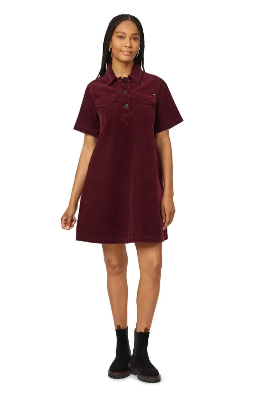 Scotch & Soda Corduroy Polo Dress Fig Maat: XL | Blousejurken Outlet | Dames