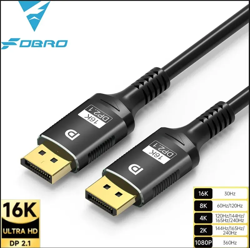16K DP 2.1 8K@120Hz 4K@240Hz 80Gbps HDR Video Audio Displayport Kabel Display Port do laptopa TV Xbox Projektor Monitor do gier
