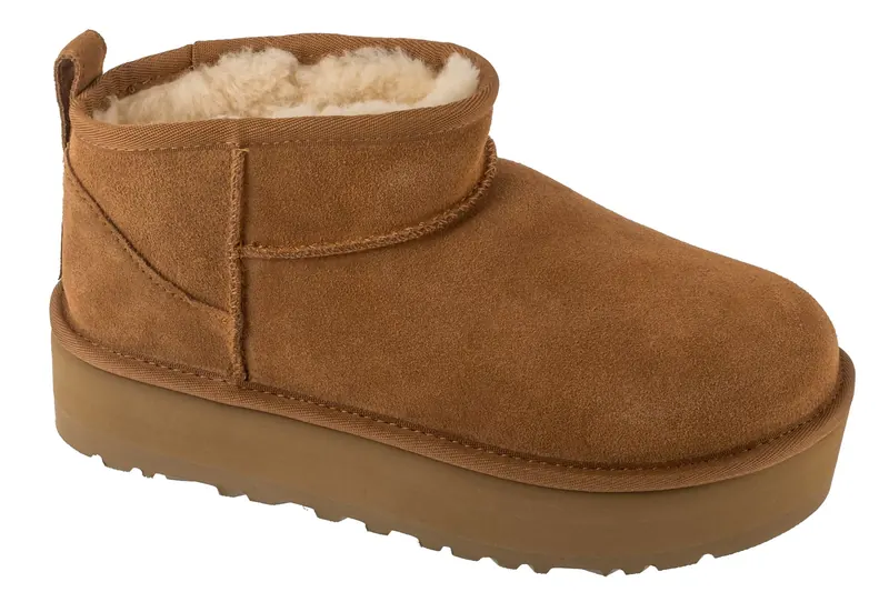 UGG Kids Classic Ultra Mini Platform 1157791K-CHE, Dla dzieci, Brązowe, buty zimowe, skóra zamszowa, rozmiar: 35