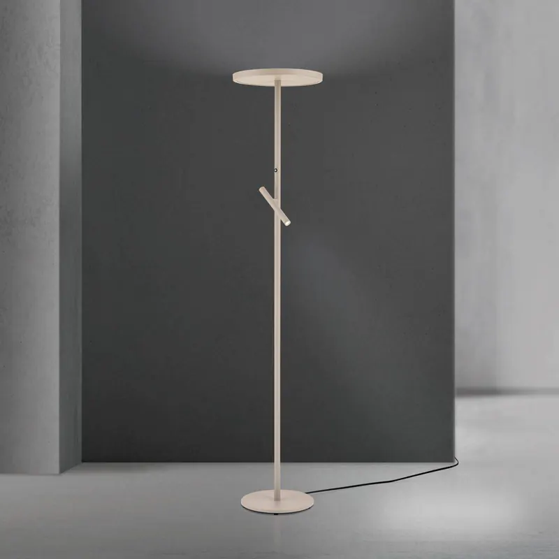 Lampa stojąca LED Teide, khaki, metal, lampka do czytania, ściemniana