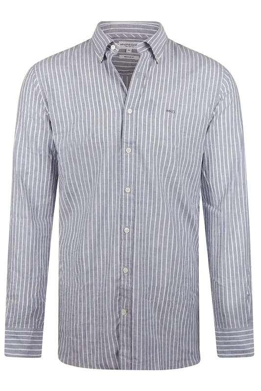 McGregor Cotton/linnen Stripe Shirts Indigo Maat: XXL | Casual Overhemden Outlet | Heren | Blauw