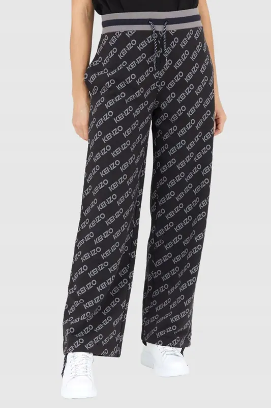 Kenzo Czarne spodnie dresowe damskie w logo L