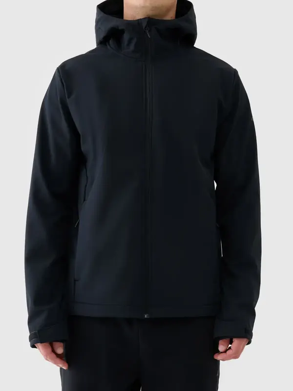 4F kurtka membranowa męska softshell z kapturem 4FWAW25TSOFM362 czarna (XL)