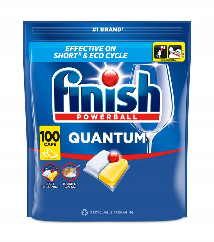 Finish Quantum All in 1 Kapsułki do Zmywarki Lemon Cytryna 100 sztuk