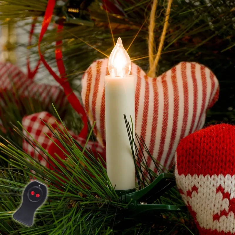 Świeczki choinkowe LED na baterie, białe, 10-pkt.