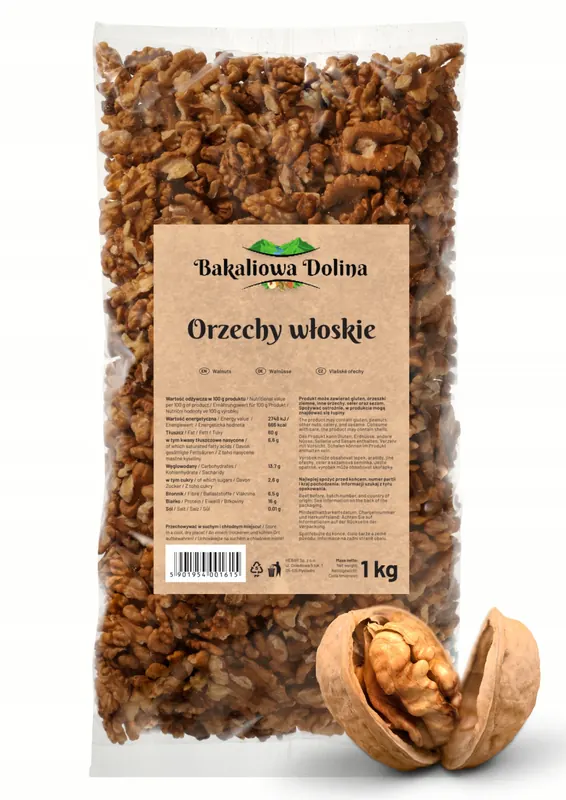 Orzechy Włoskie Łuskane 1KG Orzech Naturalne MIX Kawałki Połówki