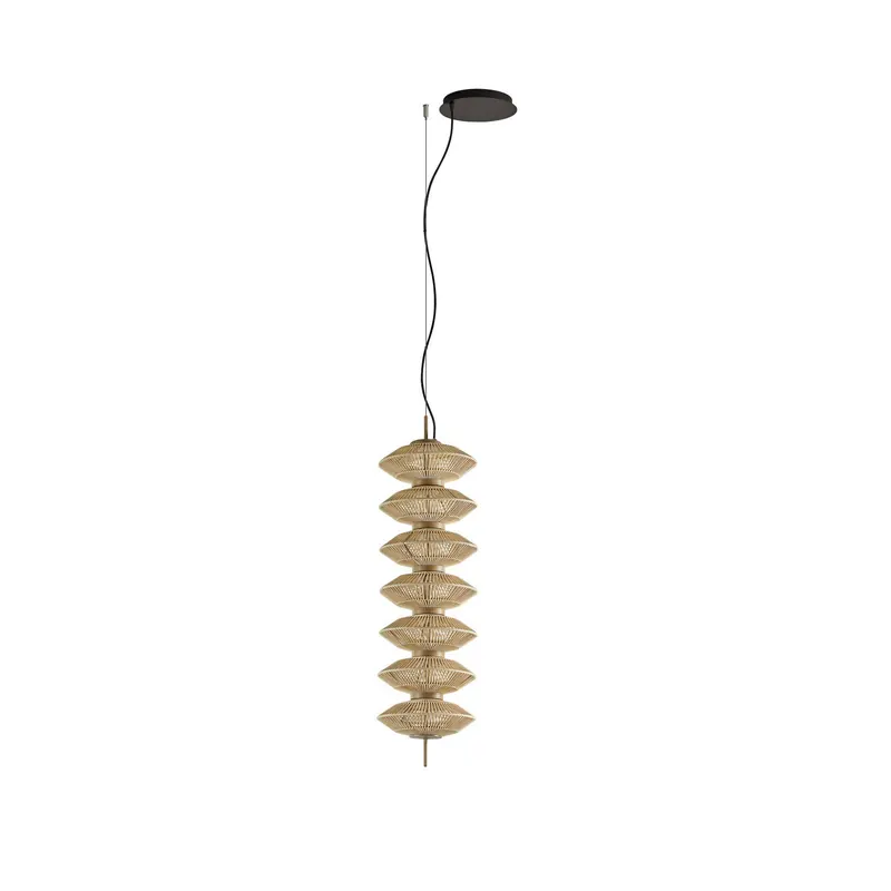 Lampa wisząca LED Bover Yuyun S/7L, ściemniana w zakresie 0-10 V, beżowa