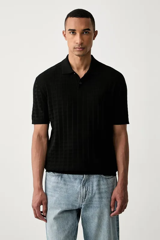Armani Exchange polo swetrowe męskie z wiskozą