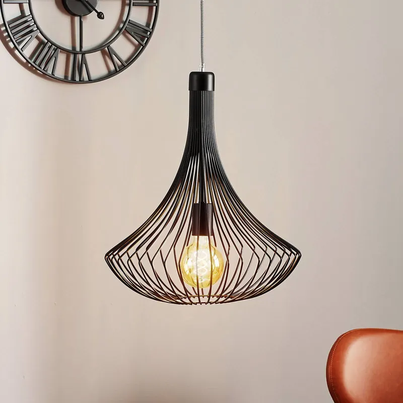 Lampa wisząca Cage w kolorze czarnym z kloszami w kształcie klatki