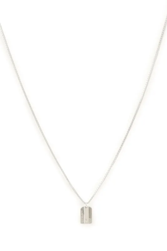 AllSaints Leor M Tag Ncklce Warm Silver Maat: OS | Sieraden Outlet | Heren | Zilver
