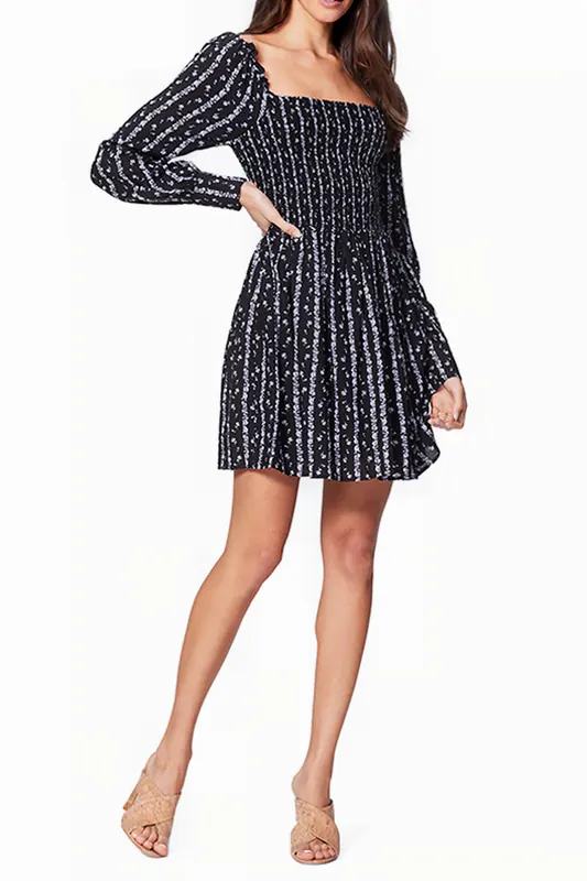PAIGE Palmetto Dress Black/granite -oakwood Florl Maat: XS | Mini Jurken Outlet | Dames | Zwart