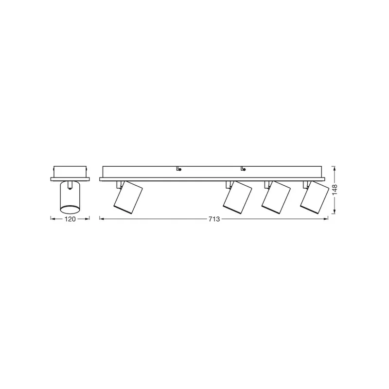 Reflektor sufitowy LED OSRAM MARS CLICK-SELECT, 4 spots, czarny