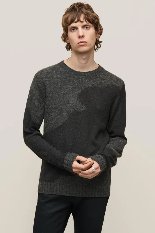 John Varvatos Rector Ls Texture Mix Int Charcoal Htr Maat: L | Sweaters Outlet | Heren | Grijs
