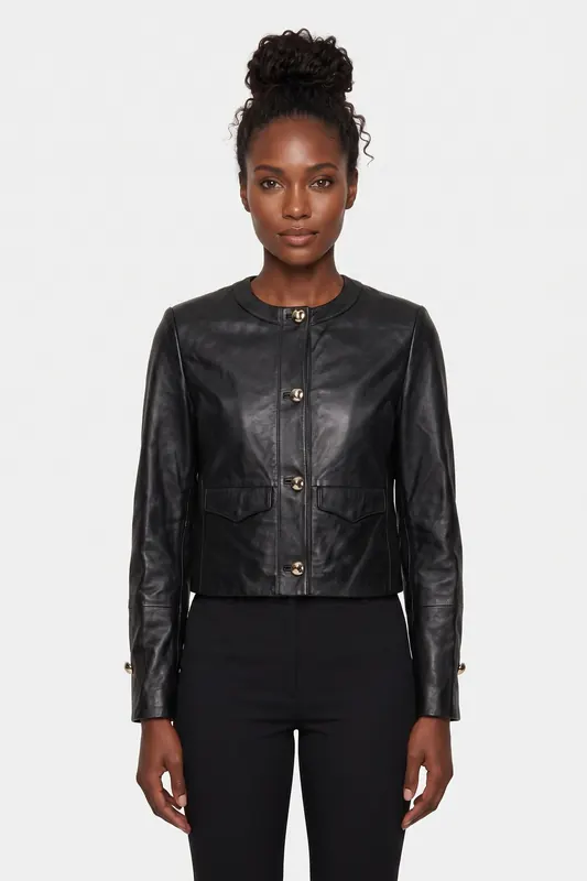 & Other Stories St Orla Leather Jacket Black Maat: 32 | Leren Jassen Outlet | Dames | Zwart