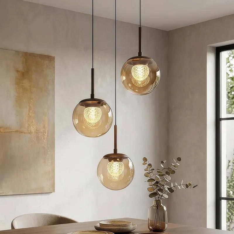 Żyrandol LED Solis, 3-punktowy, okrągły, kolor brązowy, szkło, 2 700 K