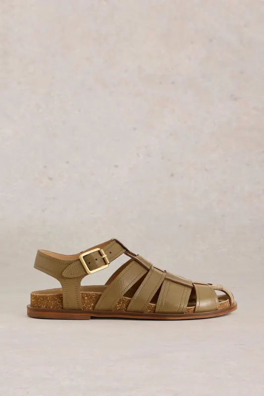 White Stuff Hattie Fisherman Footbed Khaki Green Maat: 5 | Sandalen Outlet | Dames | Bruin