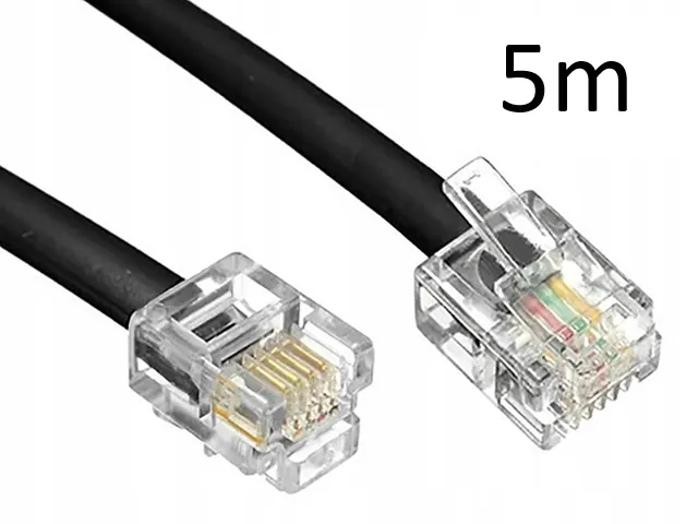 Przewód telefoniczny RJ11 RJ11 czarny 6P4C płaski kabel 5m