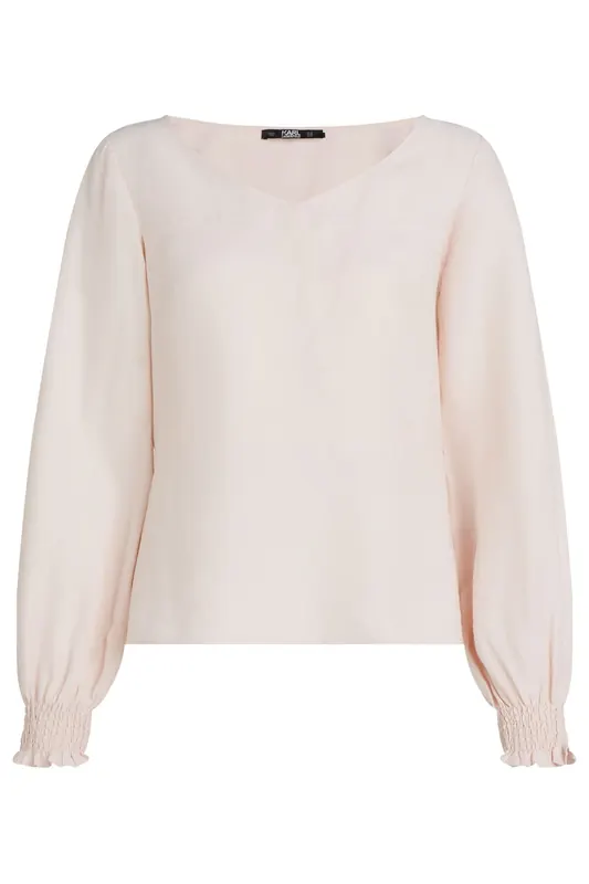 Karl Lagerfeld Linen Blouse Light Pink Maat: 42 | Longsleeves Outlet | Dames | Roze