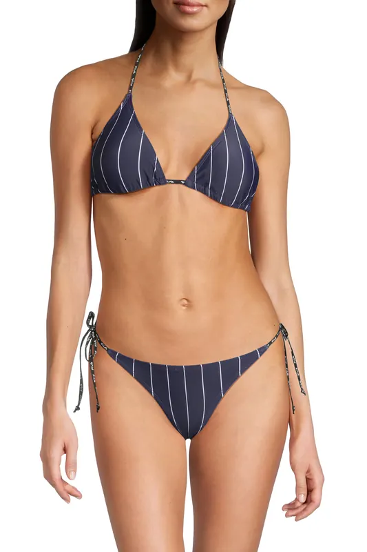 FILA Smila Striped Triangle Bikini Black Iris/bright White Stripe Maat: XS | Bikini's Outlet | Dames | Blauw