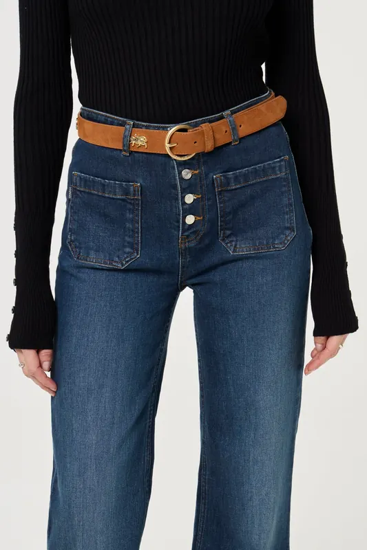 Fabienne Chapot Studded Leopard Belt Burnt Sugar Maat: 95 | Riemen Outlet | Dames | Bruin