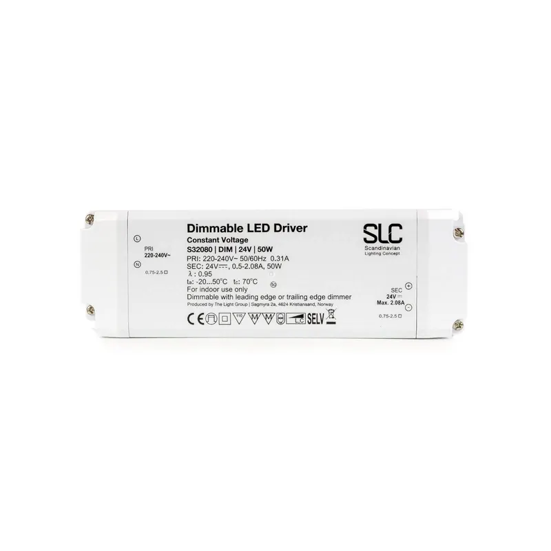 Sterownik LED SLC, 24 V, 50 W, ściemniany (faza włączająca/wyłączająca)