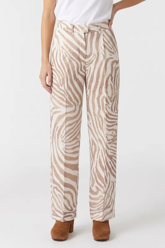 GUESS Giselle Straight Pan Safari Dream Print Maat: 40 | Pantalons Outlet | Dames | Beige