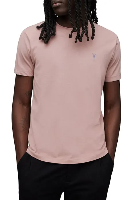 AllSaints Brace Contrast Ss Cr Brick Pink Maat: S | Basic T-Shirts Outlet | Heren | Roze