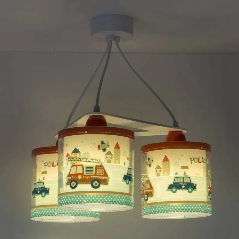 Lampa wisząca Police dla dzieci, wersja 3-punktowa