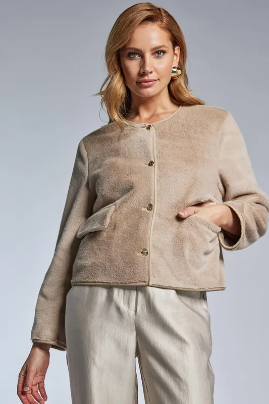 Freebird Loeba Jacket Champagne Maat: S | Faux-Fur Jassen Outlet | Dames | Beige