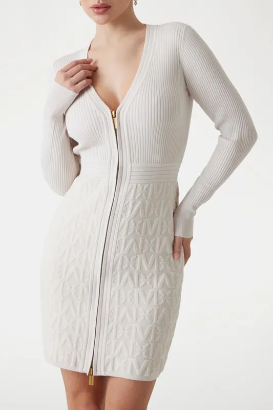 GUESS Marciano By Hermione Chenille Allover M Dr Muted Stone Maat: 46 | Mini Jurken Outlet | Dames | Wit