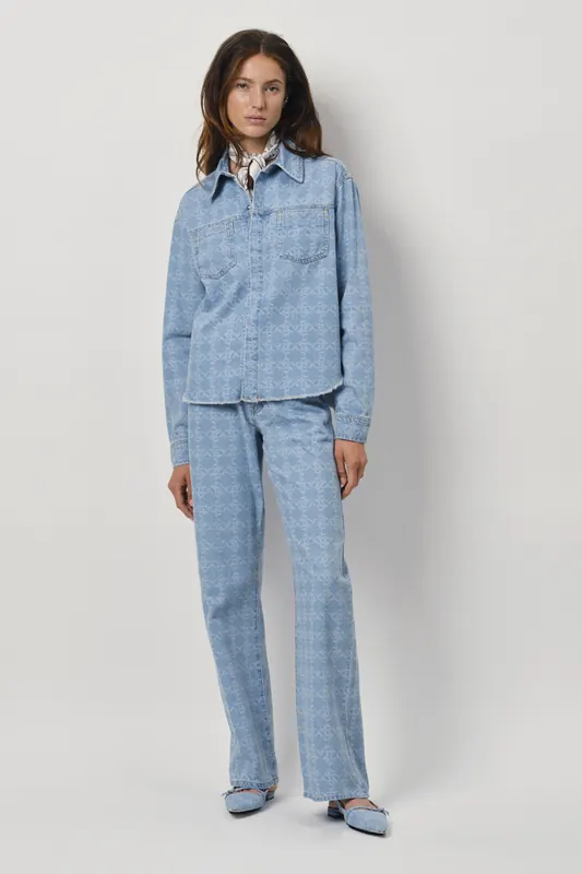 Dante6 Lone Monogram Jeans Shirt Skywash Blue Maat: 36 | Overhemden Outlet | Dames | Blauw