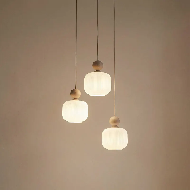 Lampa wisząca Ballo, 3-punktowa, biała, szkło, Ø 35 cm