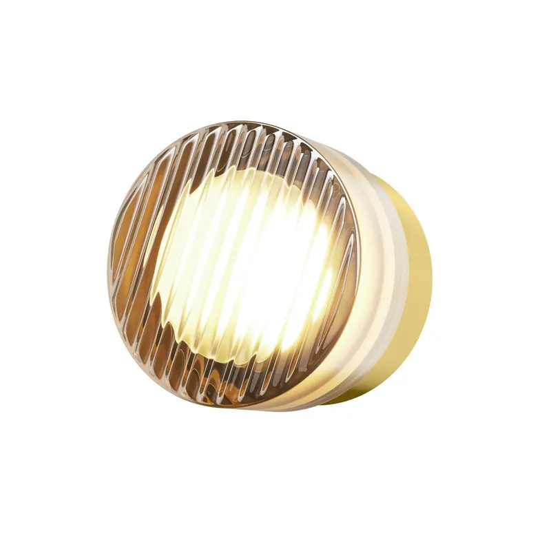 Kinkiet LED OLO, mosiądz/bursztyn z fakturą, Ø 13 cm, CCT