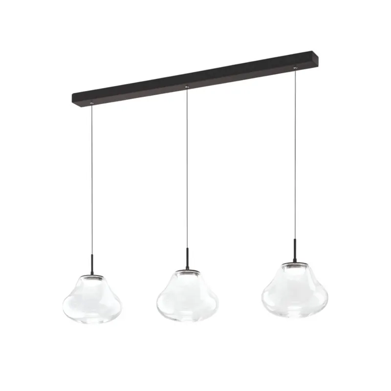 Lampa wisząca LED Deva, 3-punktowa, 115 cm, przezroczysta, CCT, ściemniana