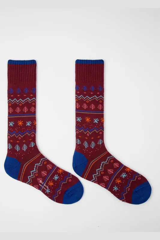 Paul Smith Men Sock Doodle Fairisle Burgundy/ Borde Maat: OS | Sokken Outlet | Heren | Bordeaux