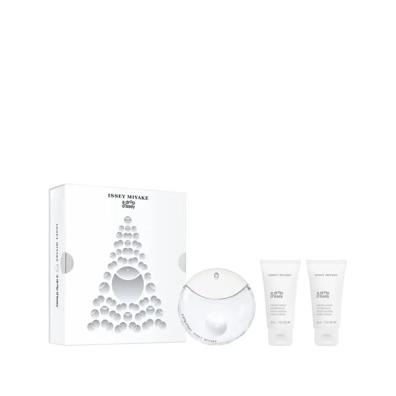 Issey Miyake Zestaw wody perfumowanej A drop d'Issey pudełko upominkowe dla kobiet woda perfumowana 50 ml + nawilżający krem do rąk 2 szt. 50 ml