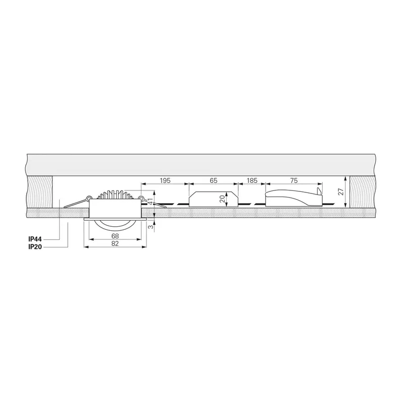 Lampa sufitowa wpuszczana LED Dione, IP44, czarny, ściemniany do ciepłego