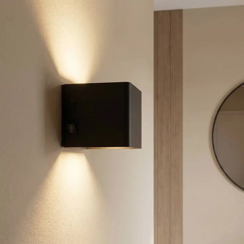 Kinkiet LED Cube akumulator, magnetyczny, czarny