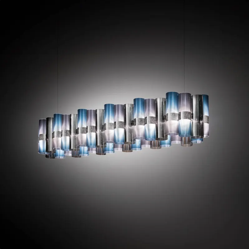 Żyrandol LED Slamp La Lollo niebiesko-fioletowy, 140 cm