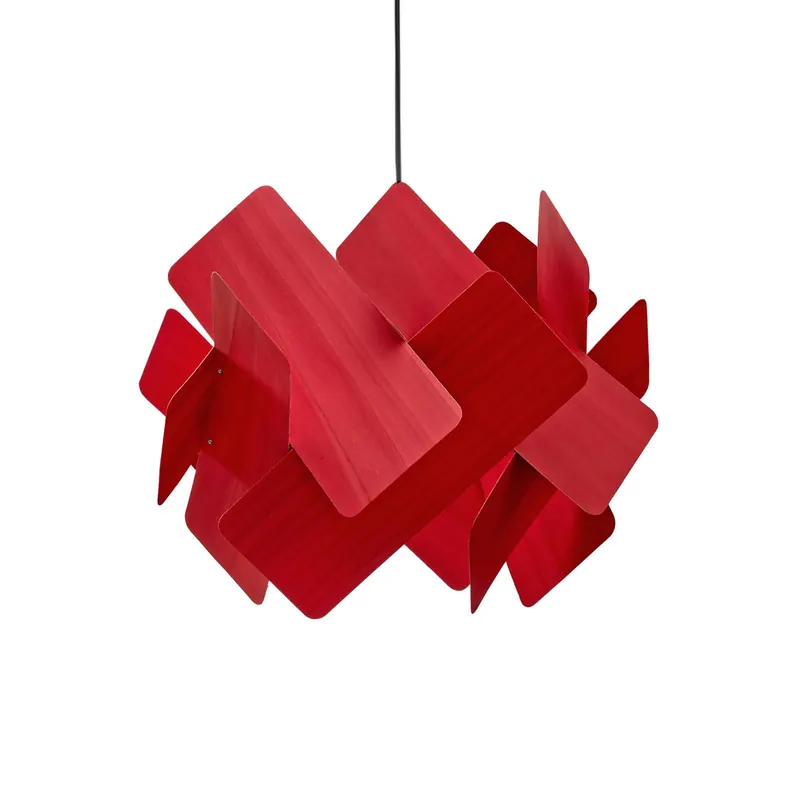 Lampa wisząca LZF Escape, czerwona/niklowa, Ø 30 cm, drewno
