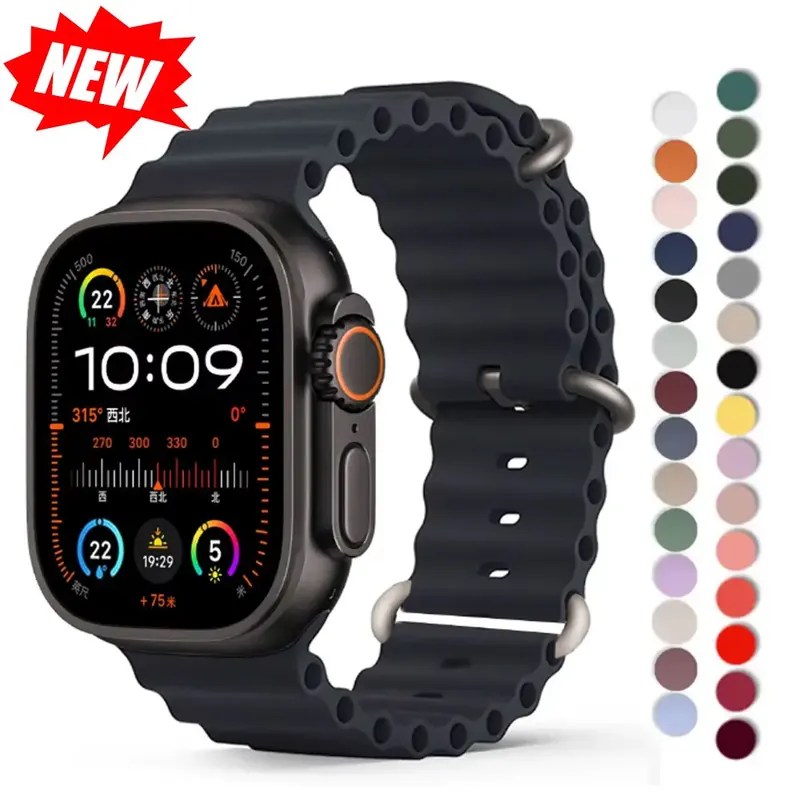 Pasek oceaniczny do Apple Watch Ultra 2 Band 49mm 10 9 8 7 45mm 41mm Silikonowa bransoletka na rękę iWatch 6 5 4 3 SE 44mm 40 42mm pasek
