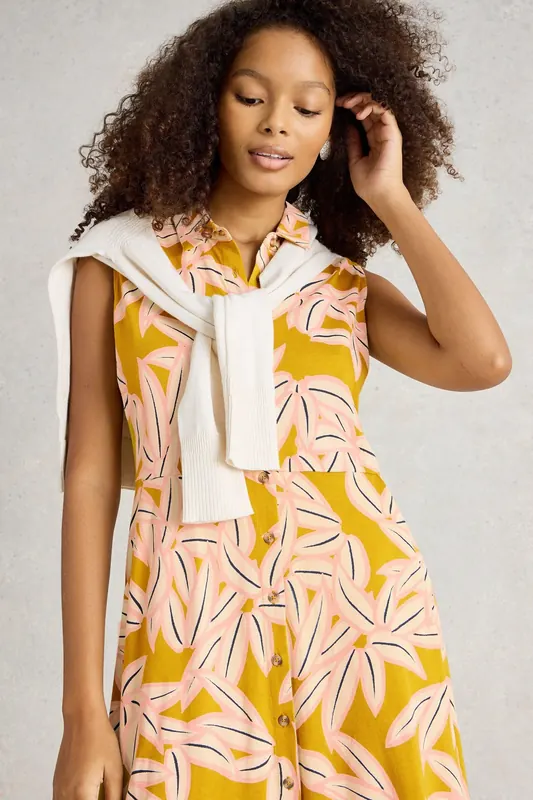 White Stuff Rua Jersey Shirt Dress Yellow Print Maat: 12 REGULAR | Blousejurken Outlet | Dames | Roze