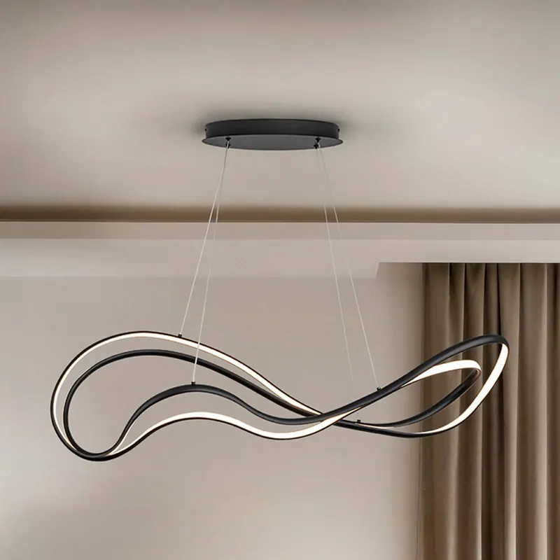 Lampa wisząca Danza LED, czarny mat, metal, aluminium